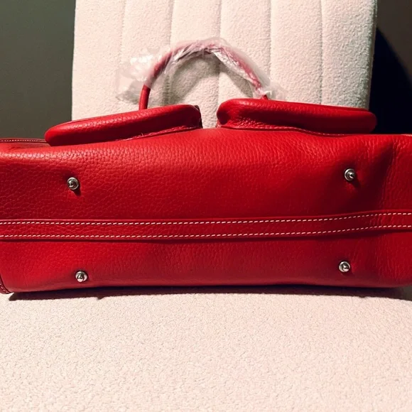 NWT Dooney & Bourke Red Pebble Grain Double Pocket Tote - RETIRED - Picture 5 of 15